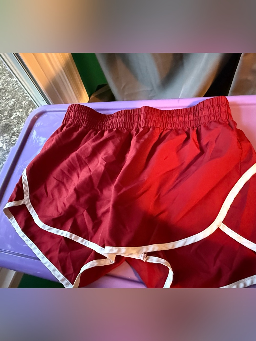 Athletic Works Red Women’s Running Shorts with White Trim